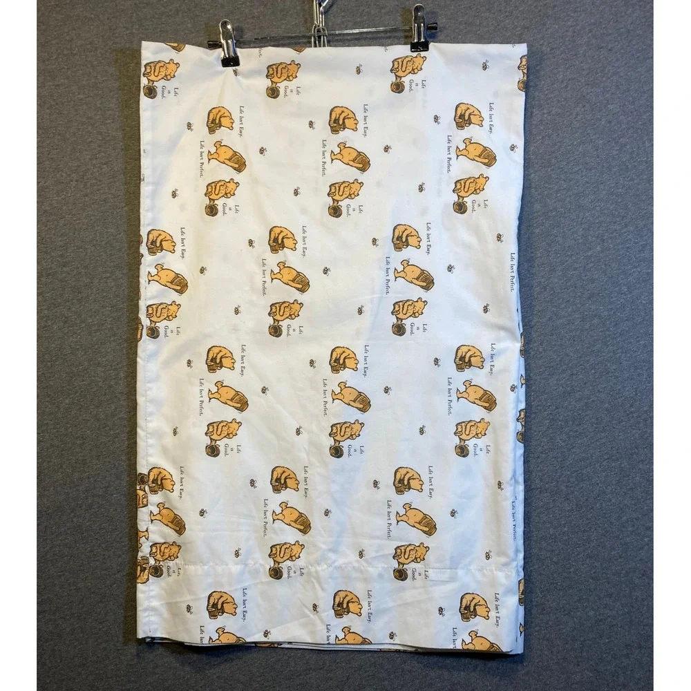 2 Berkshire Blanket Winnie the Pooh Life is Good Pillowcases Disney White Gold